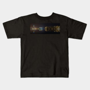 Panoramic City Lights and Water Reflections Kids T-Shirt